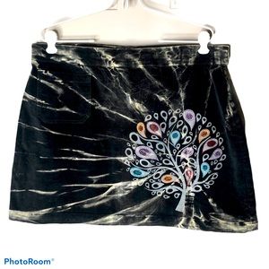 Jayli Corduroy Boho Tie Die Mini Skirt Sz L
